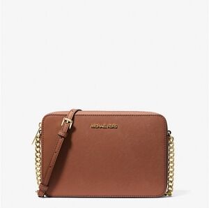 Micheal Kors Jet Set Large Saffiano Leather Crossbody Bag NWT